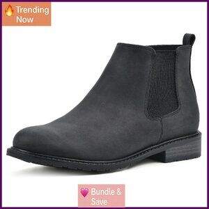 Block Heel Chelsea Booties, Inside Zipper, Casual Boots, Women's Shoes